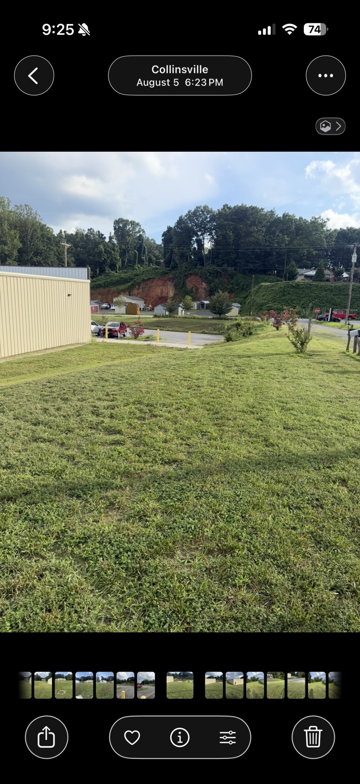 Commercial grounds in Collinsville after overgrowth was cut back